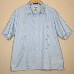 Vintage Hilfiger Surf Men's Light Blue Embroidered Casual Shirt